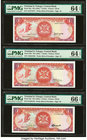 Trinidad And Tobago Central Bank of Trinidad and Tobago Lot Of Seven PMG Graded Examples. 1 Dollar ND (1985) Pick 36a; 36b; 36c Three Examples PMG Cho...