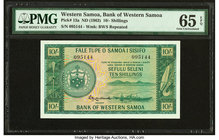 Western Samoa Bank of Western Samoa 10 Shillings ND (1963) Pick 13a PMG Gem Uncirculated 65 EPQ. 

HID09801242017