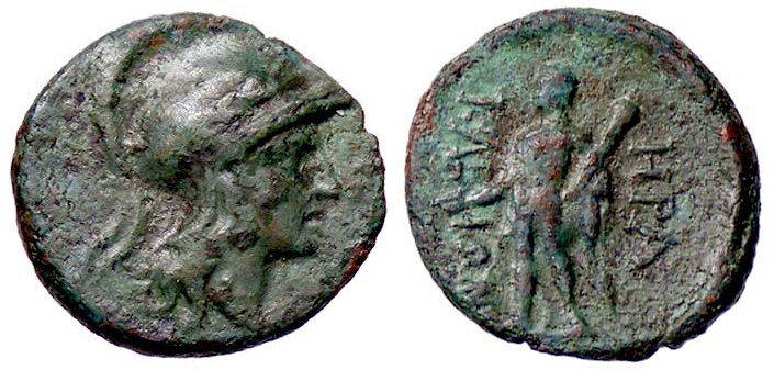 GRECHE - LUCANIA - Heraclea - AE 16 - Testa elmata di Atena a d. /R Ercole stant...