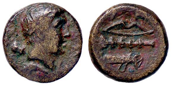 GRECHE - LUCANIA - Heraclea - AE 10 - Testa maschile a d. /R Arco, clava e faret...