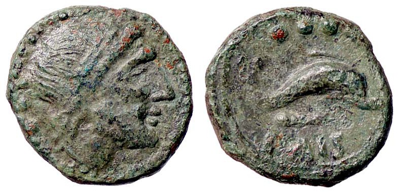 GRECHE - LUCANIA - Paestum - Quadrante - Testa di Poseidone a d.; dietro tre glo...