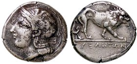 GRECHE - LUCANIA - Velia - Nomos - Testa elmata di Atena a s. /R Leone a d.; sopra, un caduceo Mont. 3007; S. Ans. 1391 (AG g. 7,78)
BB