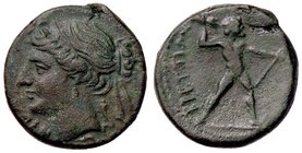 GRECHE - BRUTTIUM - Brettii - Emioncia - Testa diademata della Nike a s. /R Zeus andante a d. con fulmine e scettro Mont. 3160 (AE g. 5,94)
BB+