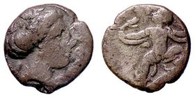 GRECHE - BRUTTIUM - Crotone - Triobolo - Testa di donna a d. /R Ercole giovane a s. strangola dei serpenti Mont. 3372; S. Ans. 419 (AG g. 0,98)
qBB