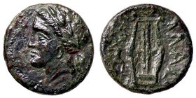 GRECHE - SICILIA - Alaesa - AE 15 - Testa di Apollo a s. /R Lira; a d. un copricapo Mont. 3965; S. Ans. 1189 (AE g. 2,2)
BB