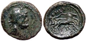 GRECHE - SICILIA - Menainon - AE 19 - Busto di Zeus Serapide laureato a d. /R Nike su biga al galoppo verso d. Mont. 4361; S. Ans. manca (AE g. 4,48)...
