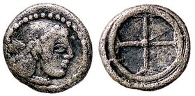 GRECHE - SICILIA - Siracusa (485-425 a.C.) - Obolo - Testa di Aretusa a d. /R Ruota a quattro raggi Mont. 5001; S. Ans. 116 (AG g. 0,55)
BB