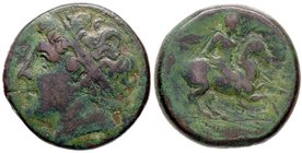 GRECHE - SICILIA - Siracusa - Gerone II (274-216 a.C.) - AE 28 - Testa diademata di Gerone a s. /R Cavaliere con lancia su cavallo a d. Mont. 5268; S....