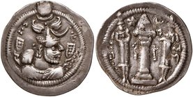 GRECHE - SASSANIDI - Peroz (459-484) - Dracma - Busto coronato a d. /R Altare del fuoco con ai lati due attendenti stanti Gariboldi 33 (AG g. 3,68)
q...