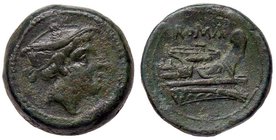 ROMANE REPUBBLICANE - ANONIME - Monete semilibrali (217-215 a.C.) - Semuncia - Testa di Mercurio a d. /R Prua di nave a d. Cr. 38/7; Syd. 87 (AE g. 7,...