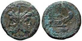 ROMANE REPUBBLICANE - ANONIME - Monete senza simboli (dopo 211 a.C.) - Asse - Testa di Giano /R Prua di nave a d., sopra I Cr. 56/2; Syd 143 (AE g. 32...