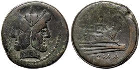 ROMANE REPUBBLICANE - ANONIME - Monete senza simboli (dopo 211 a.C.) - Asse - Testa di Giano /R Prua di nave a d., sopra I Cr. 56/2; Syd 143 (AE g. 34...