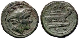 ROMANE REPUBBLICANE - ANONIME - Monete senza simboli (dopo 211 a.C.) - Sestante - Testa di Mercurio a d.; sopra due globetti /R Prua di nave a s.; sot...