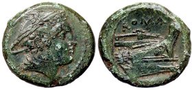 ROMANE REPUBBLICANE - ANONIME - Monete senza simboli (dopo 211 a.C.) - Semuncia - Testa di Mercurio a d. /R Prua di nave a s.; sopra, ROMA Cr. 56/8; S...
