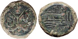 ROMANE REPUBBLICANE - ANONIME - Monete con simboli o monogrammi (211-170 a.C.) - Asse - Testa di Giano /R Prua di nave a d.; sopra, asino a d. Cr. 195...