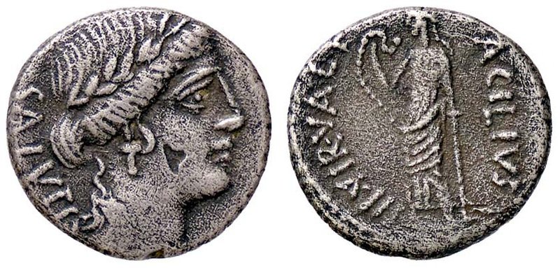 ROMANE REPUBBLICANE - ACILIA - Man. Acilius Glabrio (49 a.C.) - Denario - Testa ...