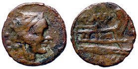 ROMANE REPUBBLICANE - FABIA - Q. Fabius Maximus (127 a.C.) - Quadrante - Testa di Ercole a d. /R Prua di nave a d.; davanti, tre globetti B. 10; Cr. 2...