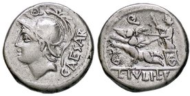ROMANE REPUBBLICANE - JULIA - L. Julius L. f. Caesar (103 a.C.) - Denario - Testa di Marte a s. /R Venere Genitrice su carro a s. trainato da due Amor...