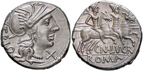 ROMANE REPUBBLICANE - LUCRETIA - Cn. Lucretius Trio (136 a.C.) - Denario - Testa di Roma a d. /R I Dioscuri a cavallo verso d. B. 1; Cr. 237/1 (AG g. ...