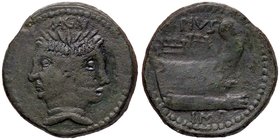 ROMANE REPUBBLICANE - POMPEIA - Sex. Pompeius Magnus (42 a.C.) - Asse - Testa di Giano a somiglianza di Cn. Pompeo Magno /R Prua di nave a d. B. 20; C...