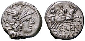 ROMANE REPUBBLICANE - RENIA - C. Renius (138 a.C.) - Denario - Testa di Roma a d. /R Giunone Caprotina su biga a d. trainata da due caproni B. 1; Cr. ...