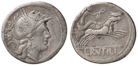 ROMANE REPUBBLICANE - RUTILIA - L. Rutilius Flaccus (77 a.C.) - Denario - Testa di Roma a d /R La Vittoria su biga a d. B. 1; Cr. 387/1 (AG g. 3,75)
...