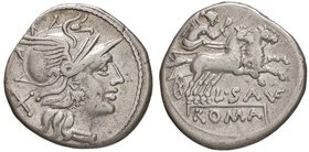 ROMANE REPUBBLICANE - SAUFEIA - L. Saufeius (152 a.C.) - Denario - Testa di Roma a d. /R La Vittoria su biga a d. B. 1; Cr. 204/1 (AG g. 3,82)
BB