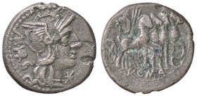 ROMANE REPUBBLICANE - VARGUNTEIA - M. Vargunteius (130 a.C.) - Denario - Testa di Roma a d. /R Giove in quadriga verso d. B. 1; Cr. 257/1 (AG g. 3,7)...