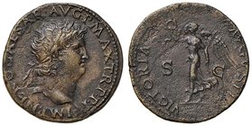 ROMANE IMPERIALI - Nerone (54-68) - Asse - Testa laureata a d. /R La Vittoria andante a s. con corona e palma C. 343 (AE g. 12,97)
BB+