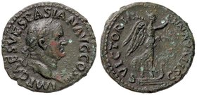 ROMANE IMPERIALI - Vespasiano (69-79) - Asse - Testa laureata a d. /R La Vittoria con corona a s. su una prua con serpente C. 632 (AE g. 10,33) Piccol...
