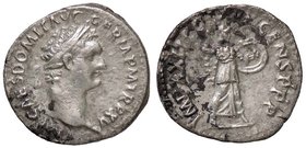 ROMANE IMPERIALI - Domiziano (81-96) - Denario - Testa laureata a d. /R Pallade stante a s. su vascello con lancia e scudo C. 292 (AG g. 2,97)
BB