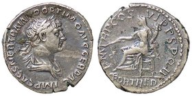 ROMANE IMPERIALI - Traiano (98-117) - Denario - Busto drappeggiato a d. /R La Fortuna seduta a s. con timone e cornucopia C. 149; RIC 308 (AG g. 3,37)...