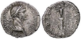 ROMANE IMPERIALI - Traiano (98-117) - Denario - Busto laureato e drappeggiato a d. /R Colonna sormontata dalla statua di Traiano; alla base, due aquil...