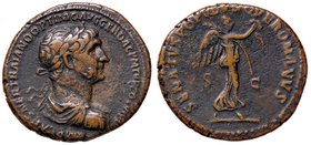 ROMANE IMPERIALI - Traiano (98-117) - Asse - Busto laureato a d. /R La Vittoria andante a d. con palma e scudo (AE g. 10,1)
BB