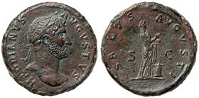 ROMANE IMPERIALI - Adriano (117-138) - Sesterzio - Testa laureata a d. /R La Salute seduta a d. (AE g. 26,74) Ritocchi diffusi
qBB