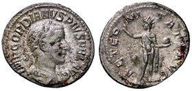 ROMANE IMPERIALI - Gordiano III (238-244) - Denario - Busto laureato e drappeggiato a d. /R Il Sole radiato stante a s. con la mano d. alzata e un glo...
