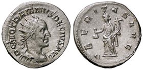 ROMANE IMPERIALI - Traiano Decio (249-251) - Antoniniano - Busto radiato e drappeggiato a d. /R Uberitas stante a s. con borsa e cornucopia C. 105; RI...