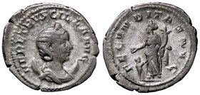 ROMANE IMPERIALI - Erennia Etruscilla (moglie di Traiano Decio) - Antoniniano - Busto diademato a d. su crescente /R La Fecondità stante a s. con corn...