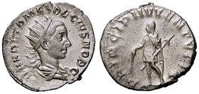 ROMANE IMPERIALI - Erennio Etrusco (251) - Antoniniano - Busto radiato e drappeggiato a d. /R L'Imperatore stante a s. con bacchetta e lancia C. 26; R...