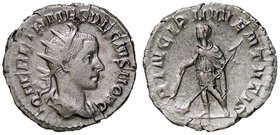 ROMANE IMPERIALI - Erennio Etrusco (251) - Antoniniano - Busto radiato e drappeggiato a d. /R L'Imperatore stante a s. con bacchetta e lancia C. 26; R...
