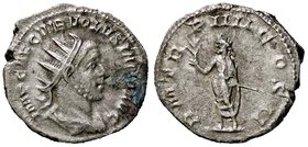 ROMANE IMPERIALI - Volusiano (251-253) - Antoniniano - Busto radiato e drappeggiato a d. /R Volusiano stante a s. con ramo d'ulivo e scettro C. 92 (AG...