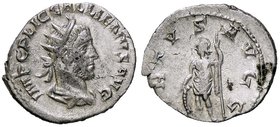 ROMANE IMPERIALI - Gallieno (253-268) - Antoniniano - Busto radiato e drappeggiato a d. /R Il Valore in abiti militari stante a s. con scudo e scettro...