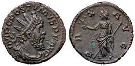 ROMANE IMPERIALI - Postumo (259-278) - Antoniniano - Busta radiato e drappeggiato a d. /R La Pace stante a s. con ramo d'ulivo e scettro trasversale C...