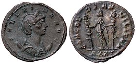 ROMANE IMPERIALI - Severina (moglie di Aureliano) - Antoniniano - Busto diademato a d. su crescente /R La Concordia stante a s. con due insegne milita...