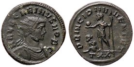 ROMANE IMPERIALI - Carino (283-285) - Antoniniano - Busto radiato e corazzato a d. /R Carino stante a s. con globo e lancia; ai suoi piedi, un prigion...