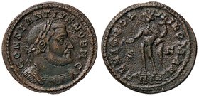 ROMANE IMPERIALI - Costanzo I (Cloro) (305-306) - Follis (Tessalonica) - Testa laureata a d. /R Il Genio stante a s. con patera e cornucopia, nel camp...