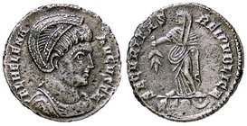 ROMANE IMPERIALI - Elena (madre di Costantino I) - Follis ridotto (Treviri) - Busto diademato e drappeggiato a d. /R La Sicurezza stante a s. con un r...