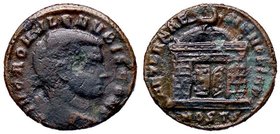 ROMANE IMPERIALI - Romolo (309) - Quarto di follis (Ostia) - Testa a d. /R Tempio a cupola tonda con le porte semiaperte, sopra un'aquila C. 7 (MI g. ...
