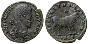 ROMANE IMPERIALI - Giuliano II (360-363) - Doppia maiorina (Tessalonica) - Busto diademato e corazzato a d. /R Toro andante a d., sopra due stelle C. ...