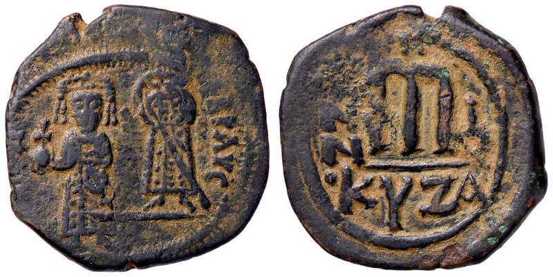 BIZANTINE - Focas (602-610) - Follis (Cizico) - Focas e Leonzia stanti di fronte...
